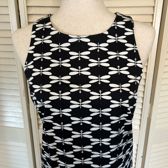 Pappagallo Black & White Geometric Dragonfly Sheath Midi Dress - Picture 3 of 4